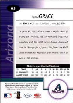 2002 Leaf Certified #63 Mark Grace Back