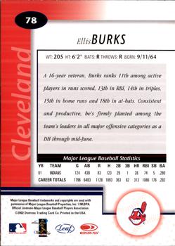 2002 Leaf Certified #78 Ellis Burks Back