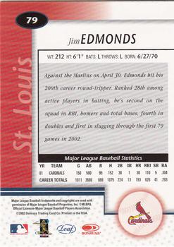 2002 Leaf Certified #79 Jim Edmonds Back