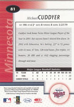 2002 Leaf Certified #81 Michael Cuddyer Back