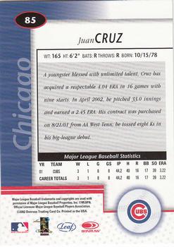 2002 Leaf Certified #85 Juan Cruz Back