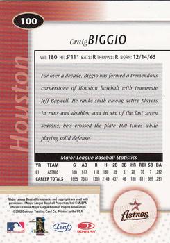 2002 Leaf Certified #100 Craig Biggio Back