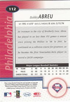 2002 Leaf Certified #112 Bobby Abreu Back