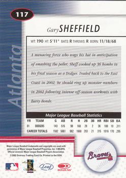 2002 Leaf Certified #117 Gary Sheffield Back