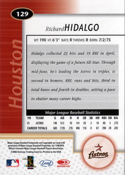 2002 Leaf Certified #129 Richard Hidalgo Back