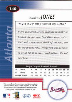 2002 Leaf Certified #140 Andruw Jones Back