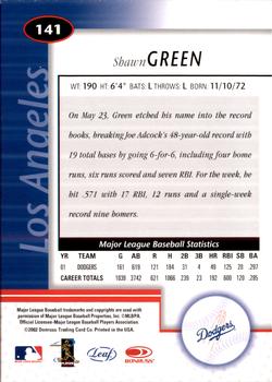 2002 Leaf Certified #141 Shawn Green Back