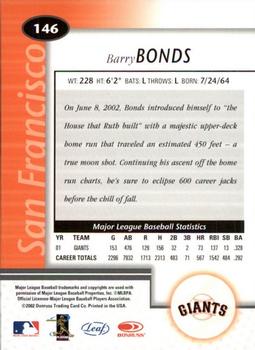2002 Leaf Certified #146 Barry Bonds Back