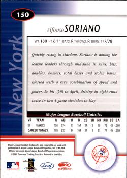 2002 Leaf Certified #150 Alfonso Soriano Back