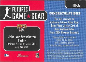 2004 Bowman - Futures Game Gear Jersey Relics #FG-JV John VanBenschoten Back