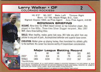 2004 Bowman - Gold #2 Larry Walker Back