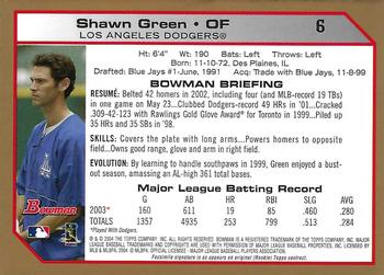 2004 Bowman - Gold #6 Shawn Green Back