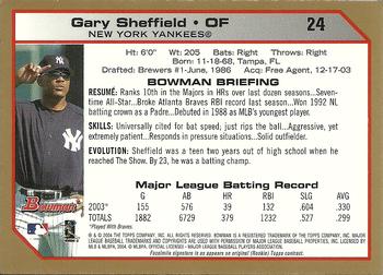 2004 Bowman - Gold #24 Gary Sheffield Back