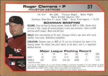 2004 Bowman - Gold #37 Roger Clemens Back