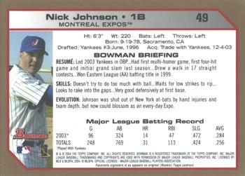 2004 Bowman - Gold #49 Nick Johnson Back