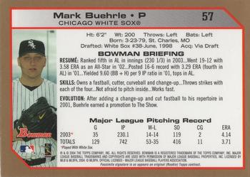 2004 Bowman - Gold #57 Mark Buehrle Back