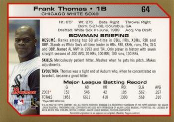 2004 Bowman - Gold #64 Frank Thomas Back