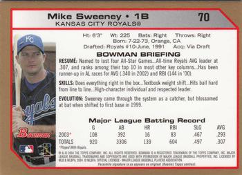 2004 Bowman - Gold #70 Mike Sweeney Back