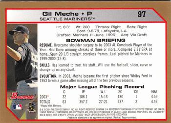 2004 Bowman - Gold #97 Gil Meche Back
