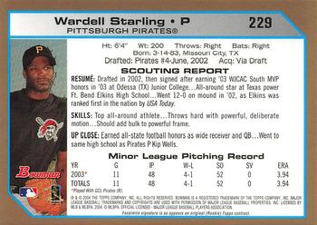2004 Bowman - Gold #229 Wardell Starling Back