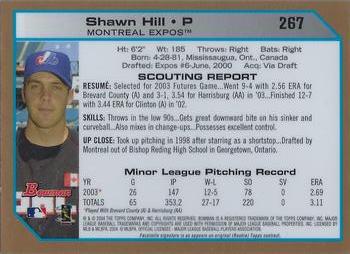 2004 Bowman - Gold #267 Shawn Hill Back