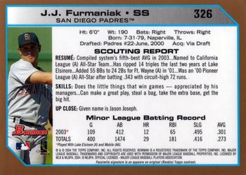 2004 Bowman - Gold #326 J.J. Furmaniak Back