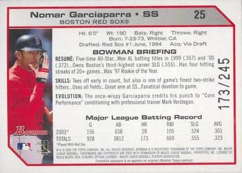 2004 Bowman - Uncirculated Silver #25 Nomar Garciaparra Back