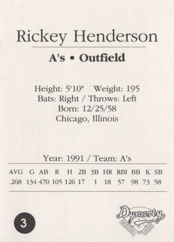 1992 Dynasty #3 Rickey Henderson Back