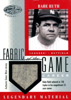2001 Leaf Certified Materials - Fabric of the Game Career #FG-2 Babe Ruth Front
