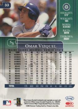2002 Leaf Rookies & Stars #33 Omar Vizquel Back
