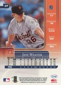 2002 Leaf Rookies & Stars #69 Jeff Weaver Back