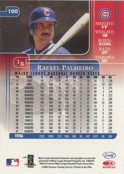 2002 Leaf Rookies & Stars #100 Rafael Palmeiro Back