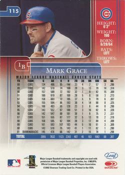 2002 Leaf Rookies & Stars #115 Mark Grace Back