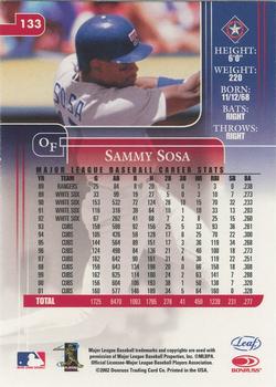 2002 Leaf Rookies & Stars #133 Sammy Sosa Back