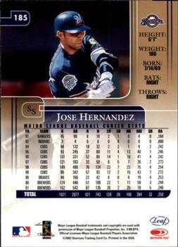 2002 Leaf Rookies & Stars #185 Jose Hernandez Back