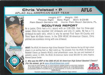 2004 Bowman Draft Picks & Prospects - AFLAC All-American Chrome #AFL6 Chris Volstad Back