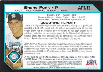 2004 Bowman Draft Picks & Prospects - AFLAC All-American Chrome #AFL12 Shane Funk Back
