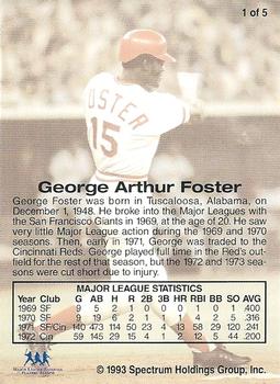 1993 Front Row Premium All-Time Greats George Foster #AU1 George Foster Back