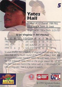 1994 Signature Rookies Draft Picks - Bonus Promo #5 Yates Hall Back