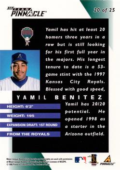 1998 Pinnacle Arizona Diamondbacks Team Pinnacle Collector's Edition #20 Yamil Benitez Back