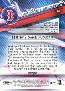 2017 Bowman's Best #14 Andrew Benintendi Back
