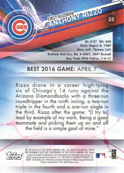 2017 Bowman's Best #35 Anthony Rizzo Back