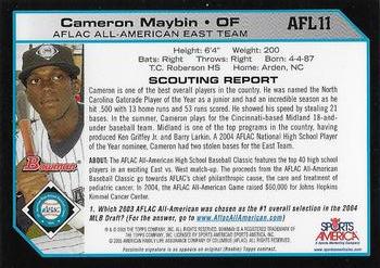 2004 Bowman Draft Picks & Prospects - AFLAC All-American #AFL11 Cameron Maybin Back