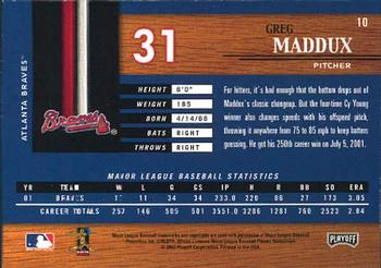 2002 Playoff Piece of the Game #10 Greg Maddux Back