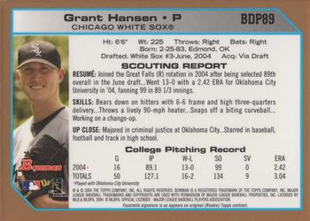 2004 Bowman Draft Picks & Prospects - Gold #BDP89 Grant Hansen Back