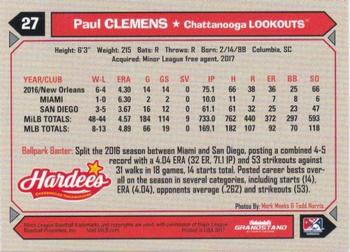 2017 Grandstand Chattanooga Lookouts #NNO Paul Clemens Back