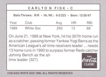 1990 Coca-Cola Chicago White Sox #NNO Carlton Fisk Back