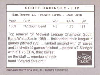 1990 Coca-Cola Chicago White Sox #NNO Scott Radinsky Back