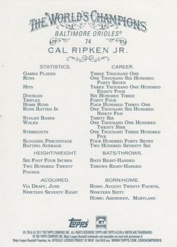 2017 Topps Allen & Ginter X #74 Cal Ripken Jr. Back