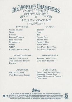 2017 Topps Allen & Ginter X #87 Henry Owens Back